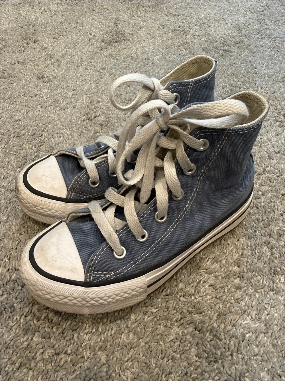 Converse | Kids High-Top Canvas Sneakers in Slate Blue and White